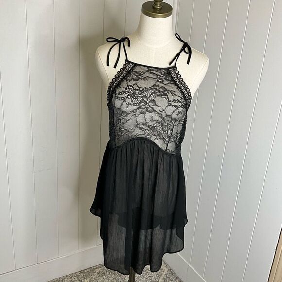 Victoria’s Secret Women’s Large Black Sheer Lace Detail Intimates Slip Dress - Picture 1 of 11